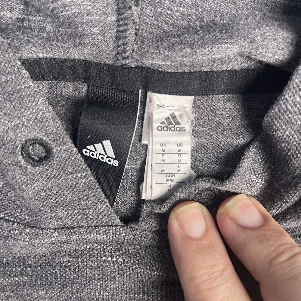 Adidas Hooded Pullover‎ Sweatshirt Men Gray Medium Long Sleeve